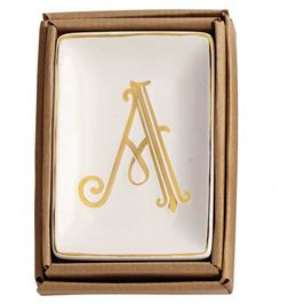 Mud Pie Ceramic Gold Monogram Trays